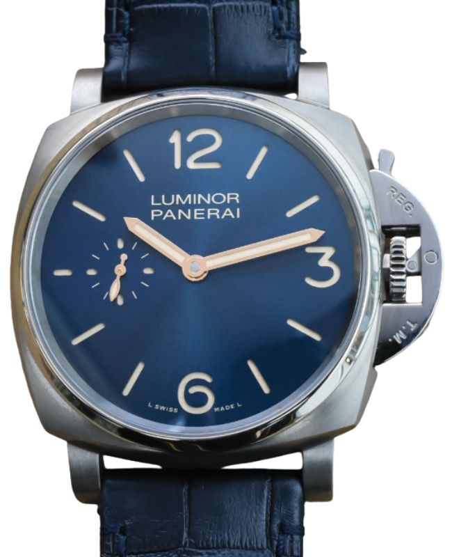 Panerai Luminor Due Titanium 42mm Blue Dial Alligator Leather Strap PAM00728 - BRAND NEW