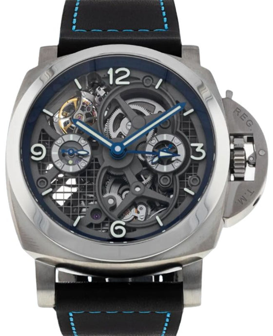 Panerai Luminor Tourbillon GMT Titanium 47mm Skeleton Dial Leather Strap PAM00767 - BRAND NEW