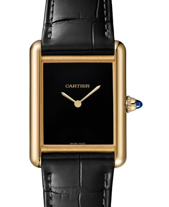 Tank Louis Cartier Large Manual Winding Yellow Gold Black Dial WGTA0091