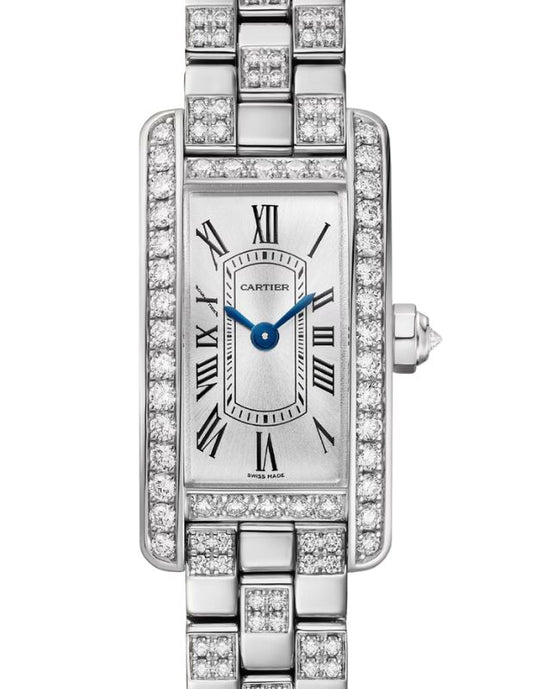 Cartier Tank Americaine Quartz Mini 27.9mm x 15.2mm White Gold Silver Dial WJTA0067 - BRAND NEW