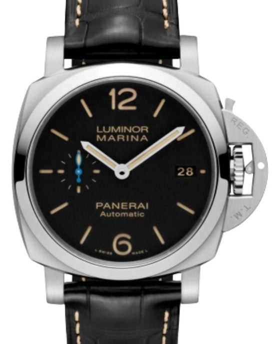 Panerai Luminor Marina Stainless Steel 42mm Black Dial Alligator Leather Strap PAM01392 - BRAND NEW