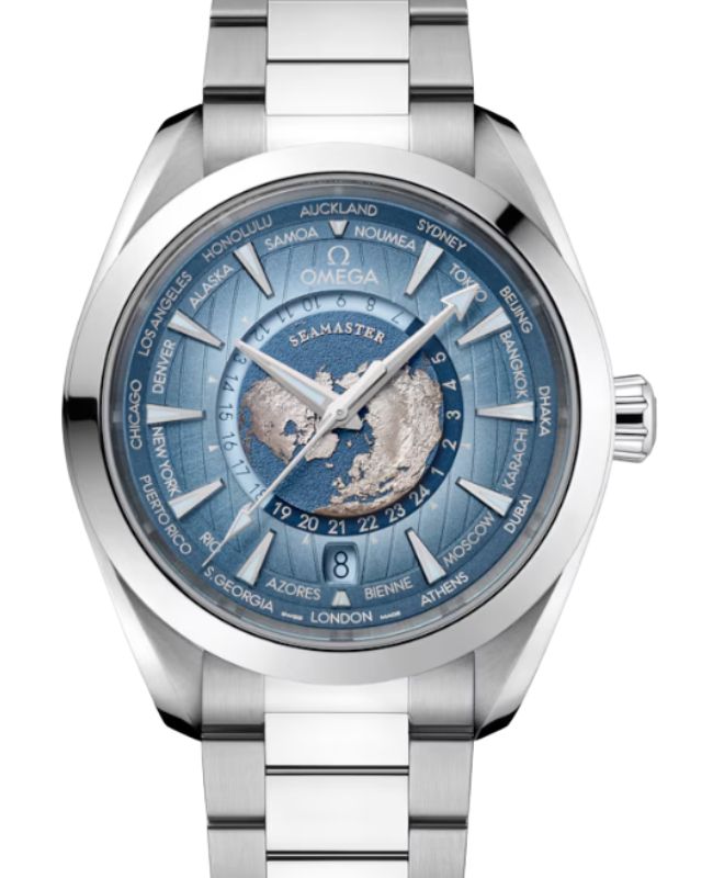 Omega Seamaster Aqua Terra 150M Co-Axial Master Chronometer GMT Worldtimer Steel 43mm Blue Dial 220.10.43.22.03.002 - BRAND NEW