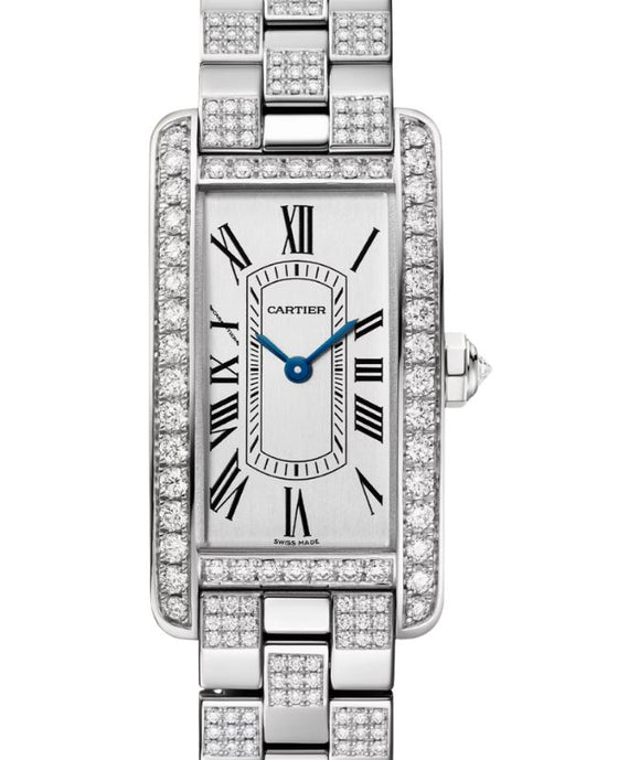 Cartier Tank Americaine Quartz Small 35.4mm x 19.4mm White Gold Silver Dial WJTA0068 - BRAND NEW