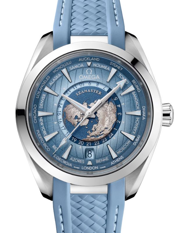 Omega Seamaster Aqua Terra 150M Co-Axial Master Chronometer GMT Worldtimer Steel 43mm Blue Dial 220.12.43.22.03.002 - BRAND NEW