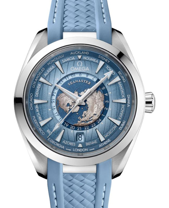 Omega Seamaster Aqua Terra 150M Co-Axial Master Chronometer GMT Worldtimer Steel 43mm Blue Dial 220.12.43.22.03.002 - BRAND NEW