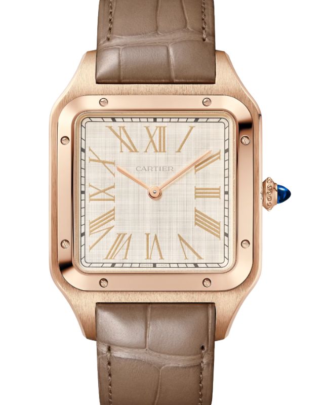 Cartier Santos-Dumont Extra-Large Rose Gold Beige Dial Leather Strap WGSA0112 - BRAND NEW