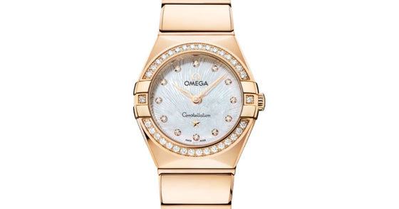 Omega Constellation Quartz 25mm Moonshine Gold White Mother of Pearl Dial 131.55.25.60.55.003