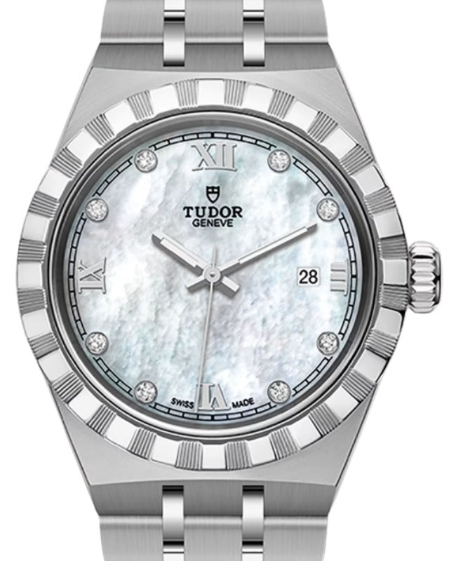 Tudor Royal Steel 28mm Mother of Pearl Diamond Dial M28300-0005 - BRAND NEW