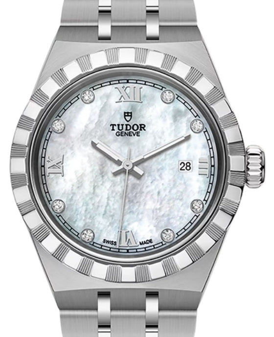 Tudor Royal Steel 28mm Mother of Pearl Diamond Dial M28300-0005 - BRAND NEW