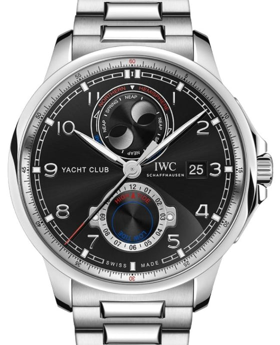 IWC Portugieser Yacht Club Moon & Tide Steel 44.6mm Black Dial IW344002 - BRAND NEW