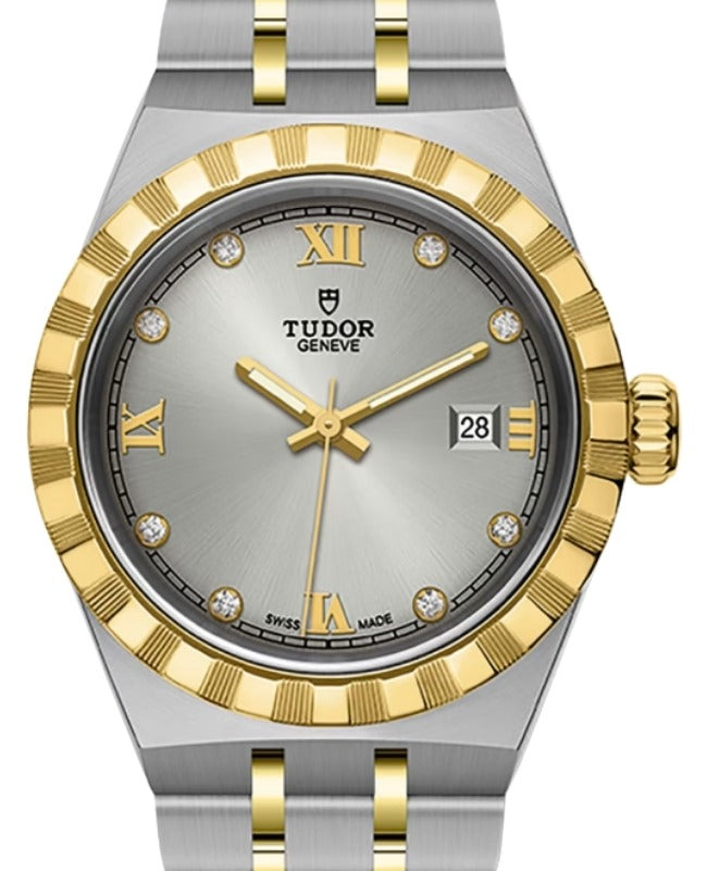 Tudor Royal Steel 28mm Yellow Gold Bracelet Silver Diamond Dial M28303-0002 - BRAND NEW