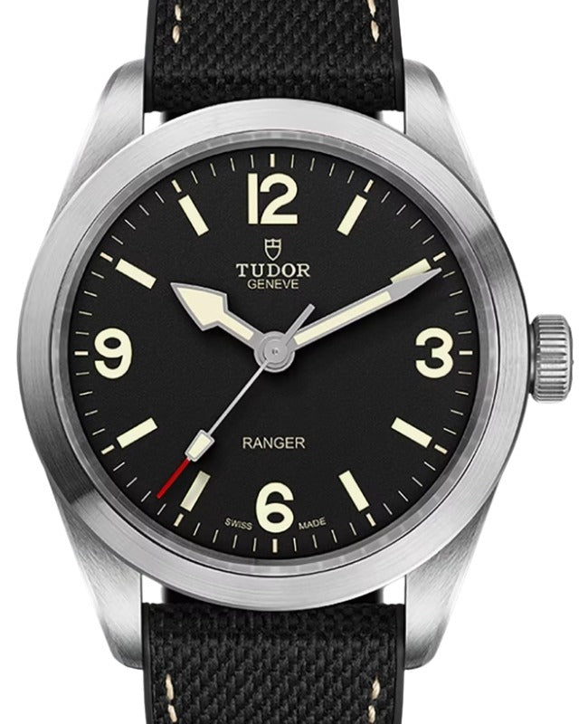 Tudor Ranger Steel 39mm Hybrid Rubber Leather Bracelet Black Dial M79950-0002- BRAND NEW
