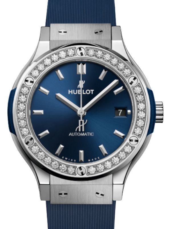 Hublot Classic Fusion 3-Hands Titanium Blue Diamonds 38mm 565.NX.7170.RX.1204 - BRAND NEW