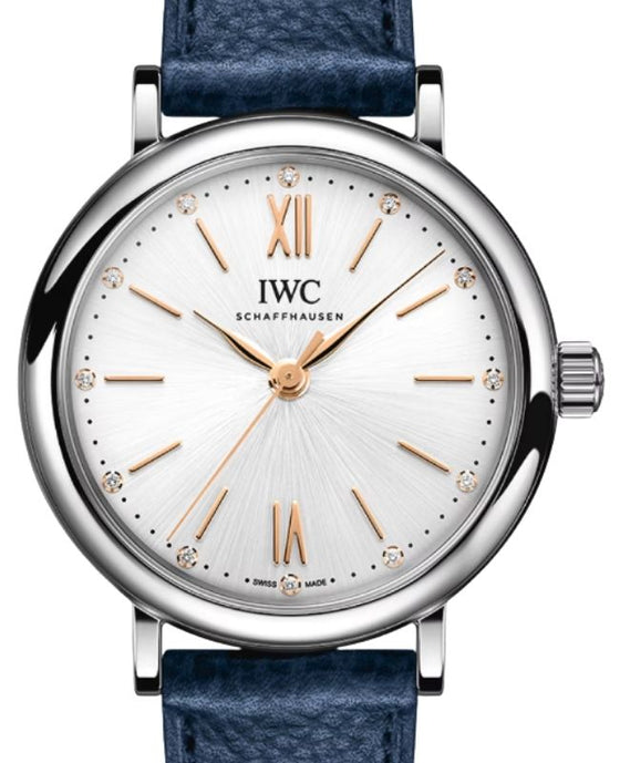 IWC Portofino Automatic Steel 34mm Silver White Diamonds Dial IW357411- BRAND NEW