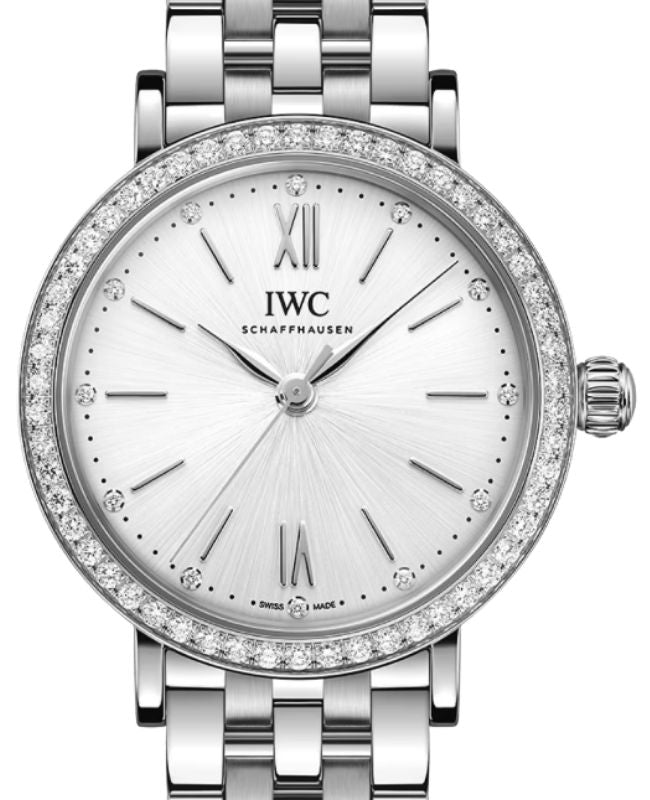 IWC Portofino Automatic Steel 34 mm Silver Plated Diamond Dial IW657601 - BRAND NEW