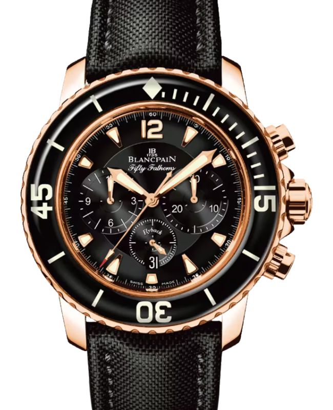 Blancpain Fifty Fathoms Chronographe Flyback Red Gold 45mm Black Dial 5085F 3630 52B - BRAND NEW