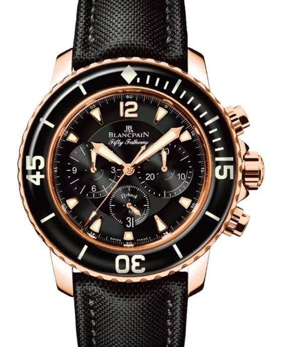 Blancpain Fifty Fathoms Chronographe Flyback Red Gold 45mm Black Dial 5085F 3630 52B - BRAND NEW