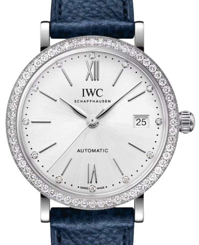 IWC Portofino Automatic Steel 37mm Silver Plated Diamond Dial IW658601 - BRAND NEW
