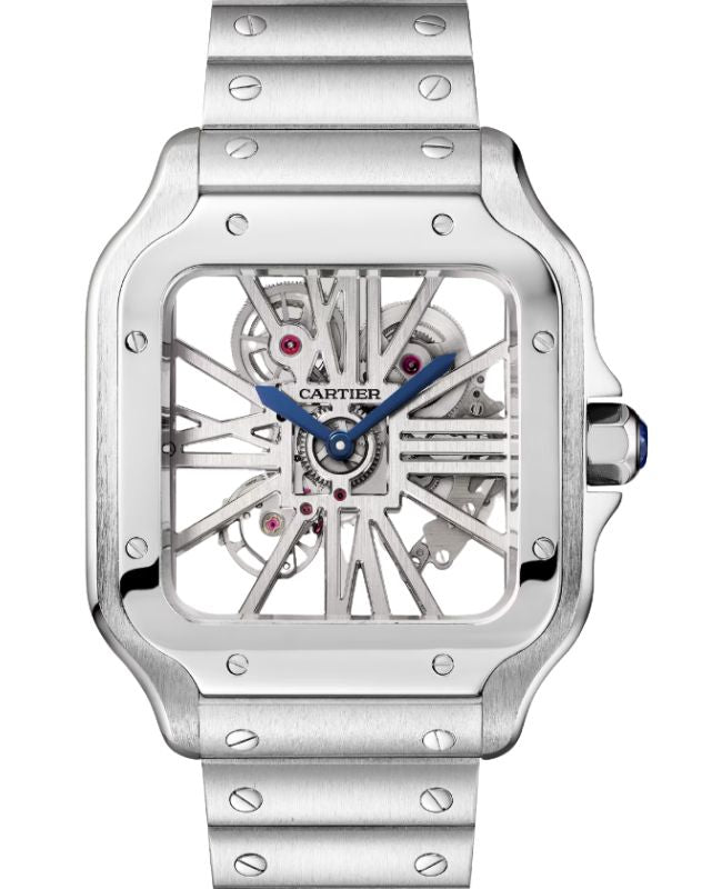 Santos de Cartier Large Steel Skeleton Dial WHSA0015