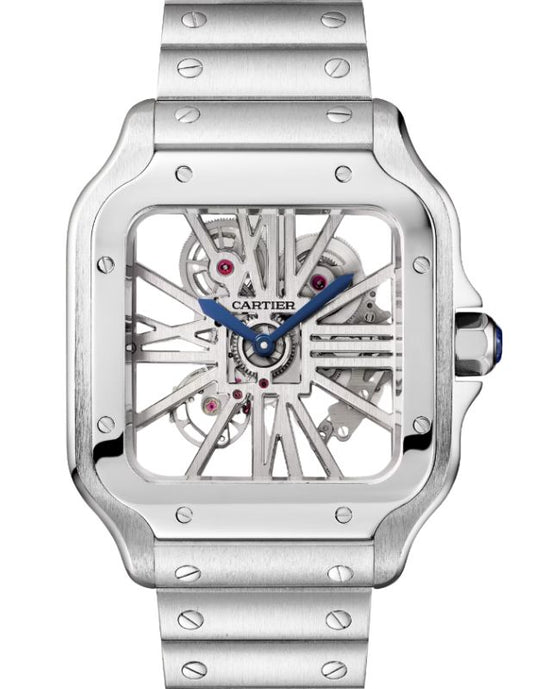 Santos de Cartier Large Steel Skeleton Dial WHSA0015