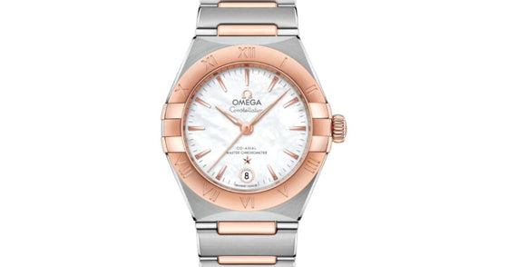 Omega Constellation Co-Axial Master Chronometer 29mm Steel-Sedna Gold Mother of Pearl Index Dial 131.20.29.20.05.001