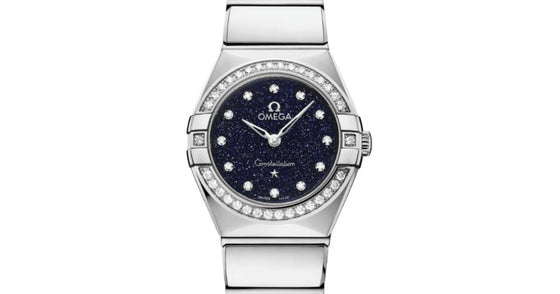 Omega Constellation Quartz 25mm Steel Diamond Bezel Blue Dial 131.15.25.60.53.002