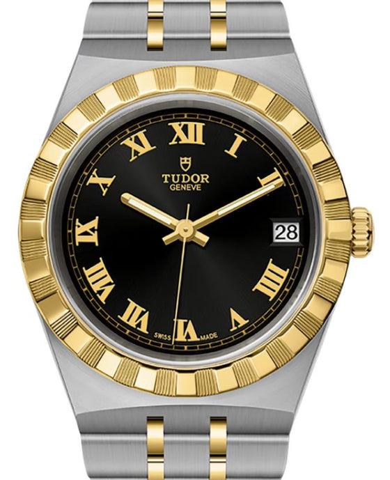 Tudor Royal Steel Black Dial 34mm Yellow Gold Cap Bracelet M28403-0003 - BRAND NEW