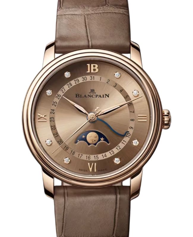 Blancpain Villeret Quantième Phases de Lune Red Gold 33.2mm Brown Gold Diamonds Dial 6126N 3646 55B - BRAND NEW