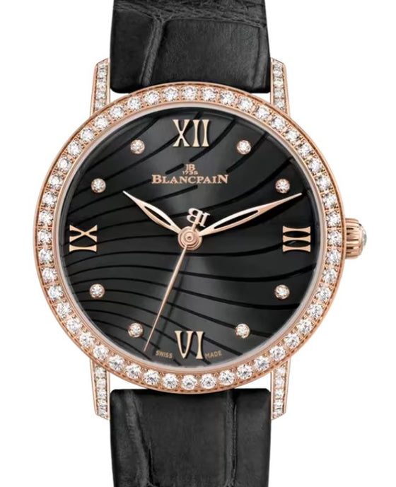 Blancpain Villeret Ultraplate Red gold Set with Diamonds Bezel 29.20mm Black Dial 6104 2930 55A