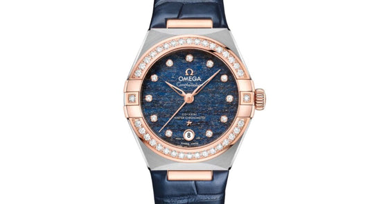 Omega Constellation Co-Axial Master Chronometer 29mm Steel-Sedna Gold Blue Dial Leather Strap 131.28.29.20.99.003