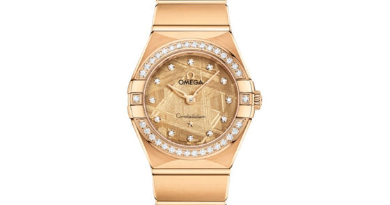 Omega Constellation Quartz 25mm Yellow Gold Diamond Bezel Yellow Meteorite Dial 131.55.25.60.99.003