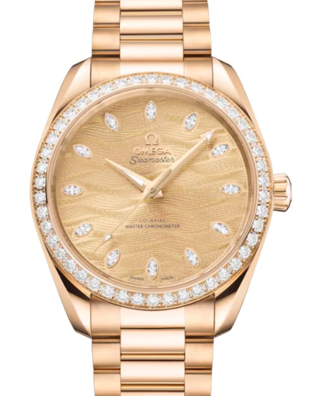 Omega Seamaster Aqua Terra 150M Co-Axial Master Chronometer Moonshine Gold 38mm Yellow Dial Diamond Bezel 220.55.38.20.99.002 - BRAND NEW