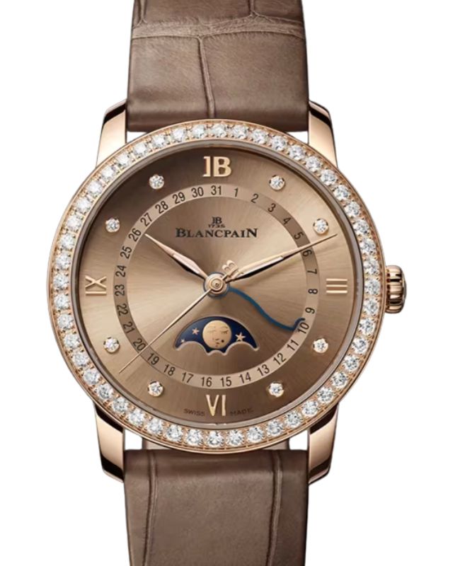 Blancpain Villeret Quantième Phases de Lune Red Gold 33.2mm Brown Gold Diamonds Dial 6126N 2946 55B - BRAND NEW