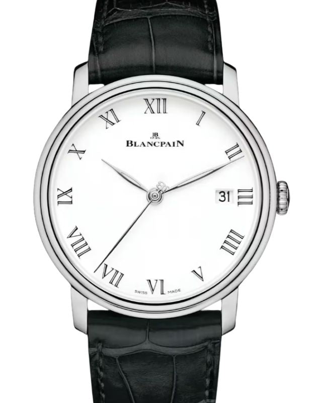 Blancpain Villeret 8 Jours White Gold 42mm Cambered Grand Feu White Dial Alligator Leather Strap 6630 1531 55B - BRAND NEW
