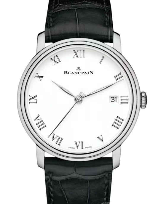 Blancpain Villeret 8 Jours White Gold 42mm Cambered Grand Feu White Dial Alligator Leather Strap 6630 1531 55B - BRAND NEW