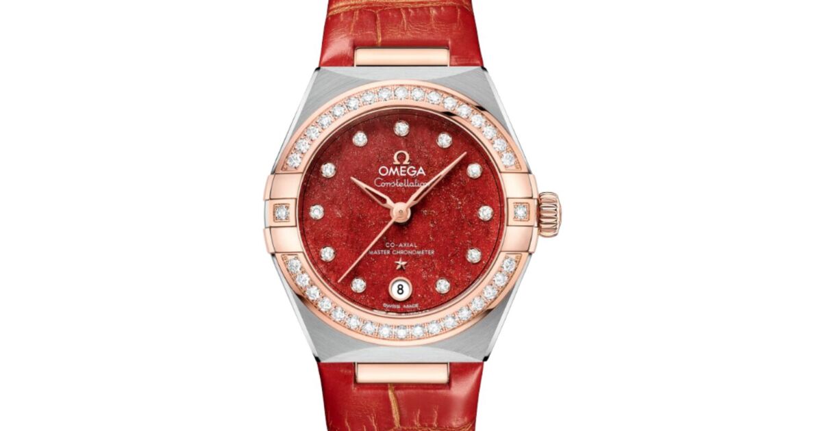 Omega Constellation Co-Axial Master Chronometer 29mm Steel-Sedna Gold Red Dial Leather Strap 131.28.29.20.99.002