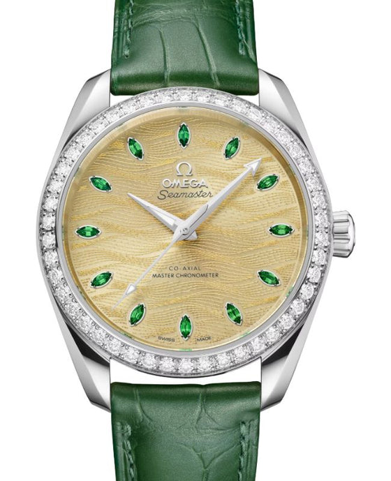 Omega Seamaster Aqua Terra 150M Co-Axial Master Chronometer Canopus Gold 38mm Green Dial Diamond Bezel 220.58.38.20.99.008 - BRAND NEW
