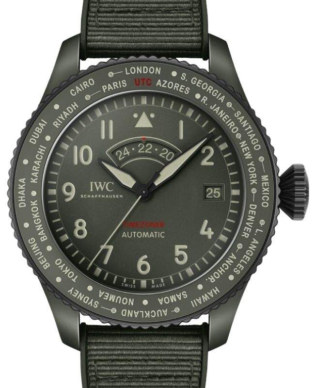 IWC Pilot’s Watch Timezoner TOP GUN Woodland Ceramic 46mm Green Dial IW395601 - BRAND NEW