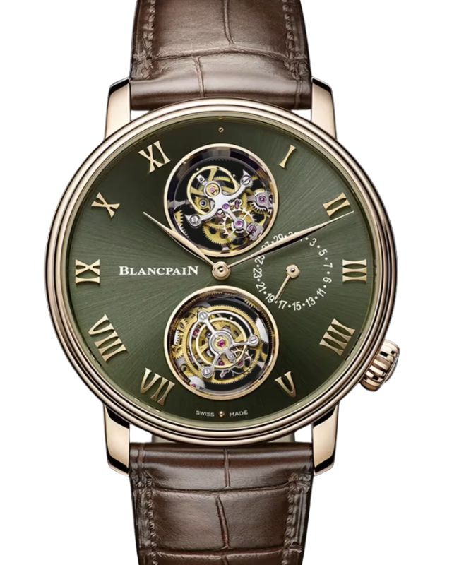 Blancpain Villeret Tourbillon Carrousel Red Gold 44.6mm Sunburst Green Dial 2322 3653 55B - BRAND NEW