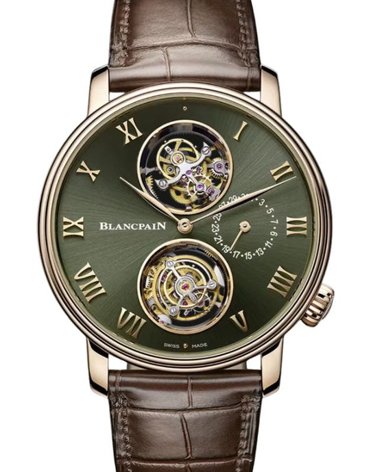 Blancpain Villeret Tourbillon Carrousel Red Gold 44.6mm Sunburst Green Dial 2322 3653 55B - BRAND NEW