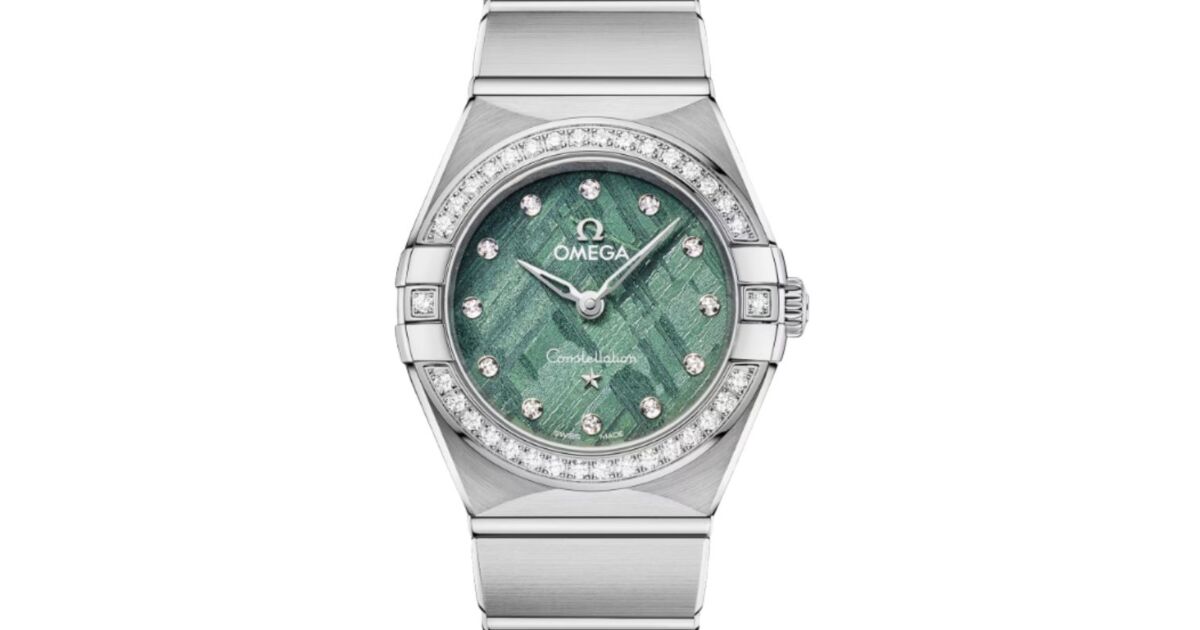 Omega Constellation Quartz 25mm Steel Diamond Bezel Green Meteorite Dial 131.15.25.60.99.001