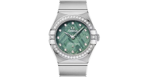 Omega Constellation Quartz 25mm Steel Diamond Bezel Green Meteorite Dial 131.15.25.60.99.001