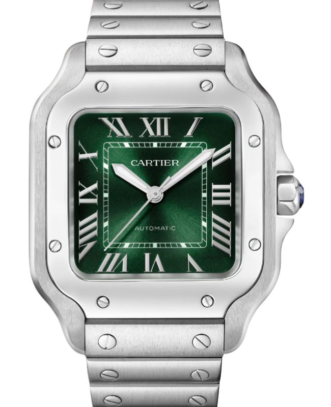 Santos de Cartier Medium Steel Green Dial WSSA0061