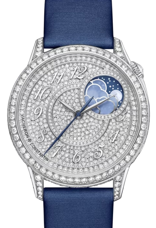 Vacheron Constantin Egerie Moon Phase 37mm White Gold Diamond Paved Dial 8006F/000G-B499 - BRAND NEW