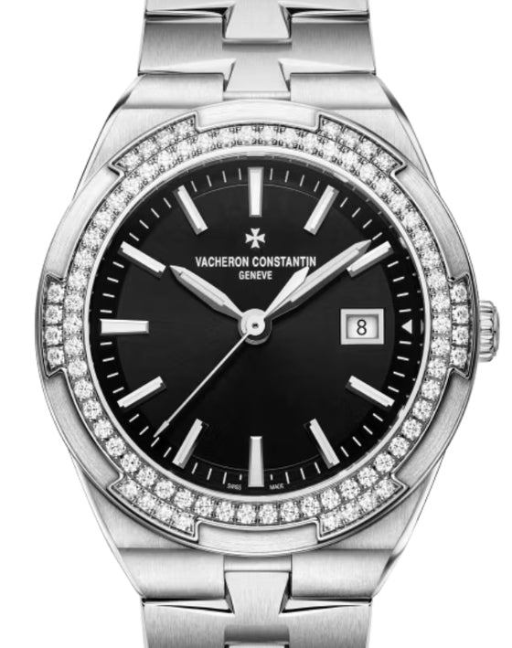 Vacheron Constantin Overseas Quartz Steel Black Dial Diamond Bezel 1205V/100A-B591 - BRAND NEW
