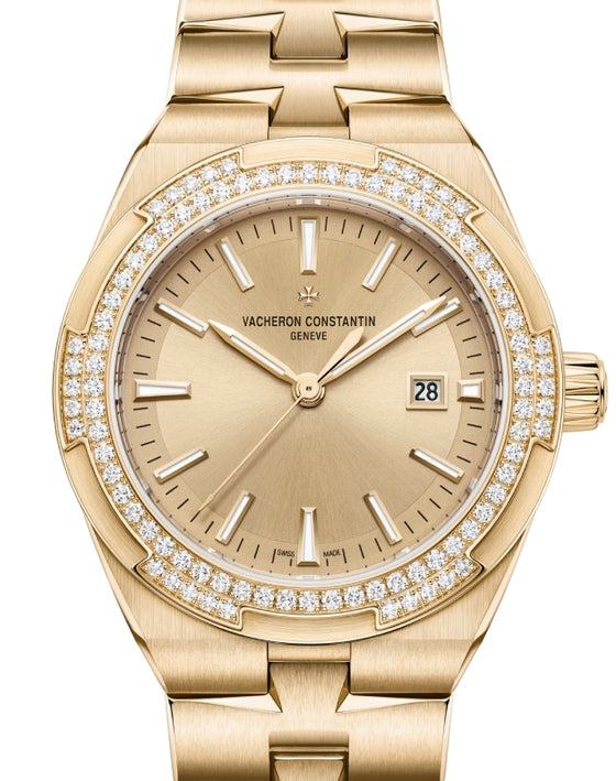 Vacheron Constantin Overseas Self-Winding 35mm Pink Rose Gold Golden Dial Diamond Bezel 4605V/200R-B968 - BRAND NEW