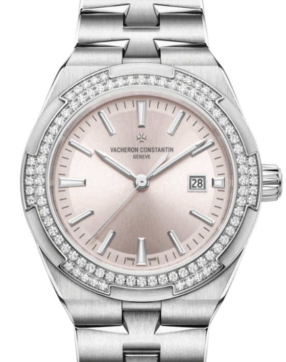 Vacheron Constantin Overseas Self-Winding Steel Pink Dial Diamond Bezel 4605V/200A-B971 - BRAND NEW