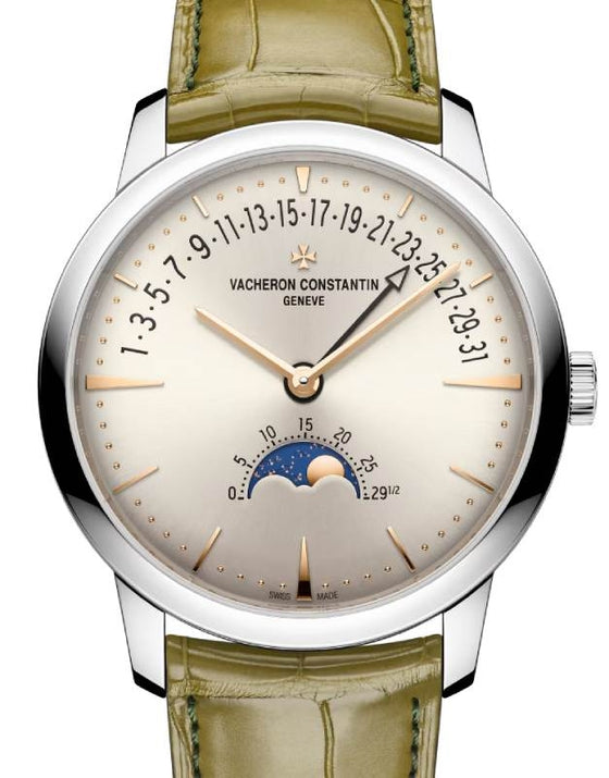 Vacheron Constantin Patrimony Moonphase Retrograde Date 42.5mm White Gold Green 4010U/000G-H070