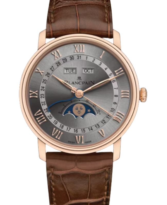 Blancpain Villeret Quantième Complet Red Gold 40mm Sunburst Grey Dial 6654 3613 55B - BRAND NEW