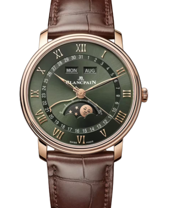 Blancpain Villeret Quantième Complet Red Gold 40mm Sunburst Green Dial 6654A 3653 55B - BRAND NEW